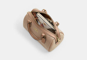 Rowan Satchel Bag In Colorblock - Gold/Dark Natural Multi