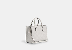 Maggie Small Tote Bag In Signature Canvas - Silver/White/Chalk