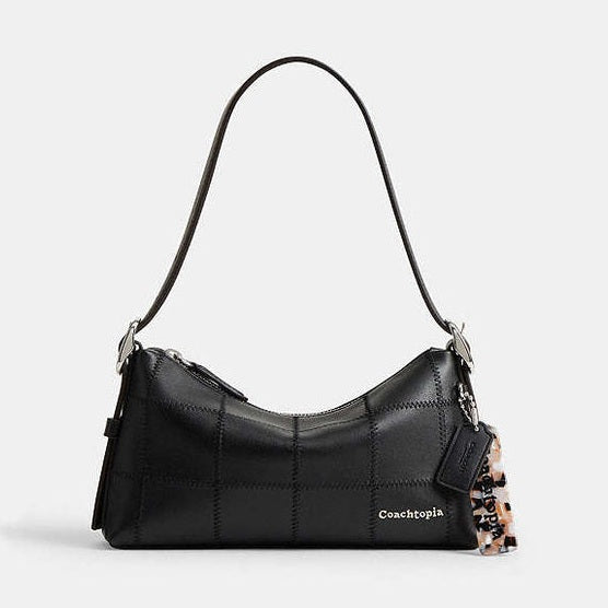 Coach Alter/Ego Small Slouchy Shoulder Bag In Checkerboard Upcrafted Leather Black