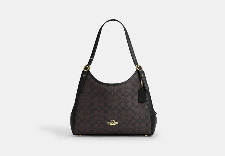 Erin Shoulder Bag In Signature Canvas - Gold/Walnut/Black