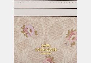 Mini Skinny ID Case In Signature Chenille - Gold/Sand Multi