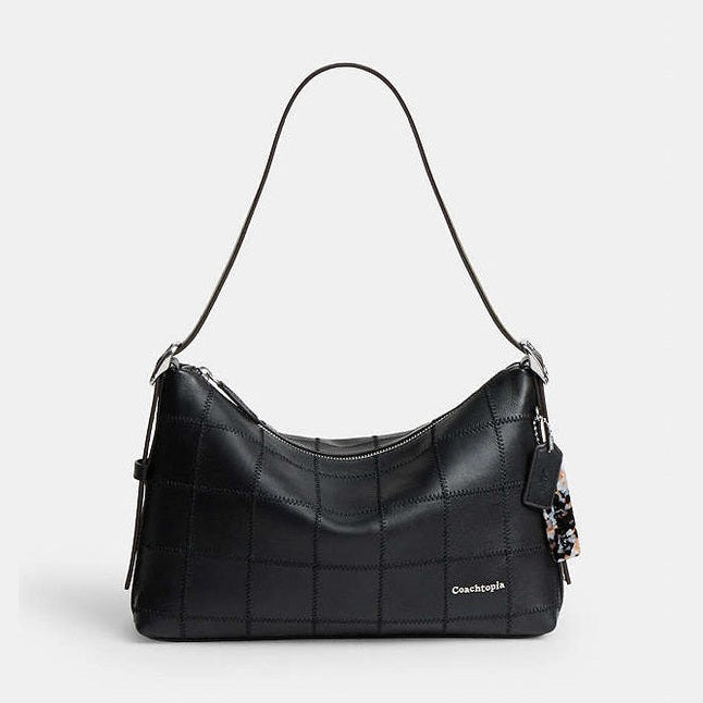 Coach Alter/Ego Slouchy Shoulder Bag In Checkerboard Upcrafted Leather Black