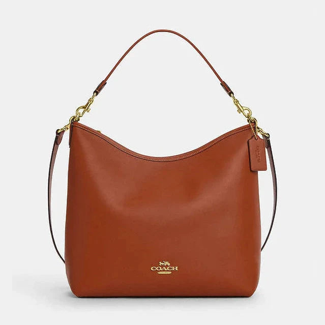 Coach Laurel Large Shoulder Bag Smooth Leather-Gold-Tan