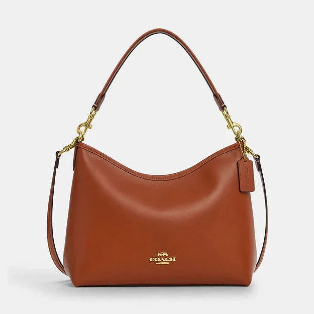 Coach Laurel Shoulder Bag Smooth Leather-Gold-Tan