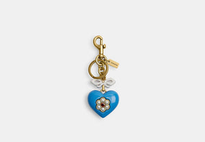 Heart Bag Charm - Brass/Blue Multi