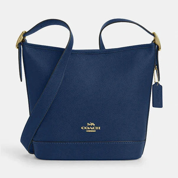 Coach Jude Duffle Bag Pebbled Leather-Gold-Deep Blue