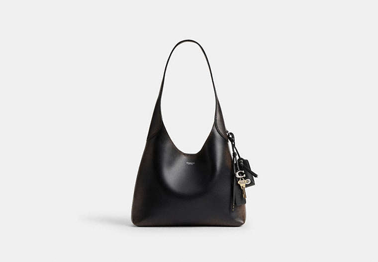 Brooklyn Shoulder Bag 28 In Loved Leather - Silver/Black Brown