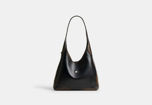 Brooklyn Shoulder Bag 28 In Loved Leather - Silver/Black Brown