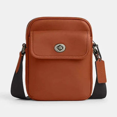 Coach Turnlock Crossbody Bag Smooth Leather-Gunmetal-Tan