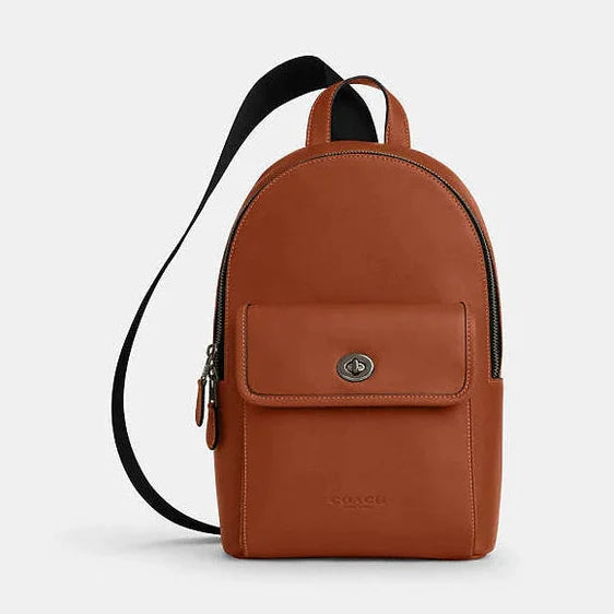 Coach Turnlock Sling Pack Smooth Leather-Gunmetal-Tan