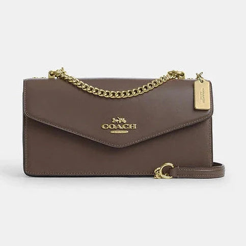 Coach Klare Envelope Crossbody Bag Calf Leather-Gold-Dark Stone
