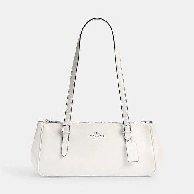 Coach Asher Shoulder Bag Glazed Leather-Silver-Chalk