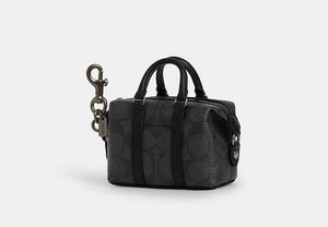 Mini Trekker Bag Charm In Signature Canvas - Gunmetal/Charcoal/Black
