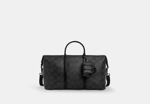 Mini Trekker Bag Charm In Signature Canvas - Gunmetal/Charcoal/Black