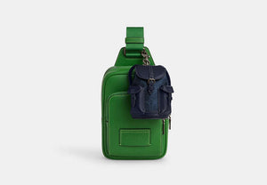 Mini Warner Backpack Bag Charm In Signature Canvas - Gunmetal/Denim/Midnight Navy