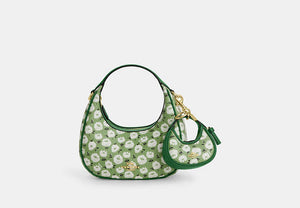 Mini Carmen Bag Charm With Floral Print - Gold/Kelly Multi
