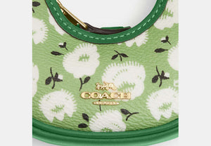 Mini Carmen Bag Charm With Floral Print - Gold/Kelly Multi