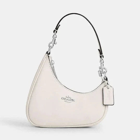 Coach Mini Twisted Teri Bag Charm Smooth Leather-Silver-Chalk