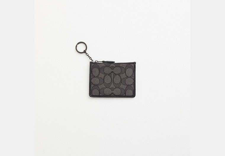 Mini Skinny ID Case In Signature Chenille - Pewter/Smoke/Coal