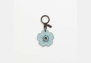 Restored Tea Rose Bag Charm - Pewter/Aqua
