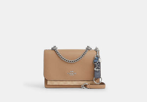 Trigger Snap Bag Charm In Signature Canvas With Charm - Silver/CHAMBRAY