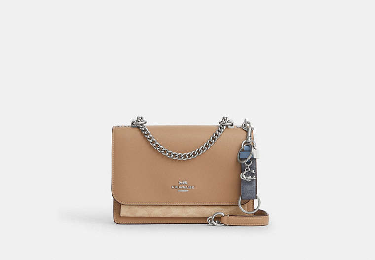 Trigger Snap Bag Charm In Signature Canvas With Charm - Silver/CHAMBRAY