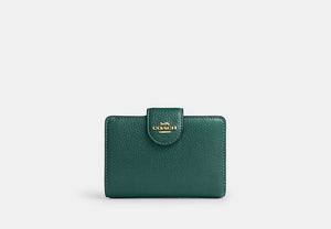 Medium Corner Zip Wallet - Gold/Emerald