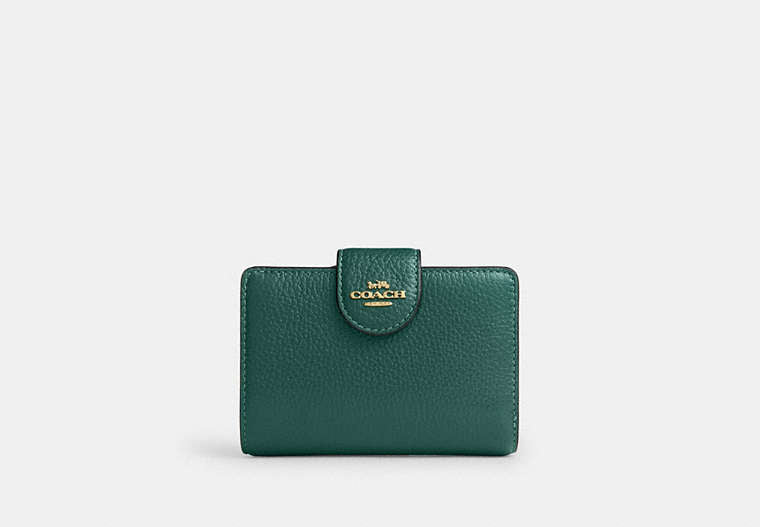 Medium Corner Zip Wallet - Gold/Emerald