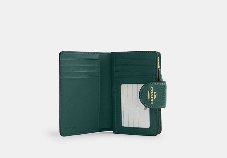 Medium Corner Zip Wallet - Gold/Emerald