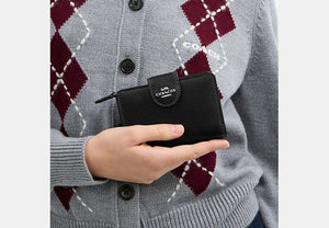 Medium Corner Zip Wallet - Silver/Black