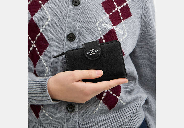 Medium Corner Zip Wallet - Silver/Black