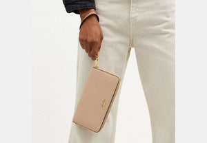 Long Zip Around Wallet - Gold/Cream/Peach