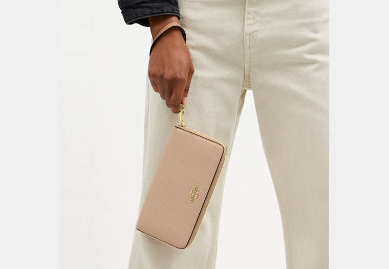Long Zip Around Wallet - Gold/Cream/Peach