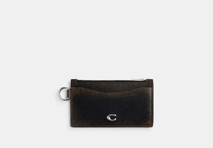 Zip Card Case - Black/Light Tan