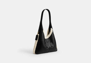 Brooklyn Shoulder Bag 28 In Shearling - Brass/Black Natural