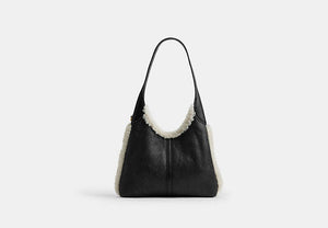 Brooklyn Shoulder Bag 28 In Shearling - Brass/Black Natural