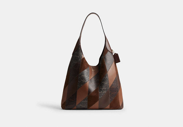 Brooklyn Shoulder Bag 39 With Snakeskin Patchwork - Brass/Maple Multi