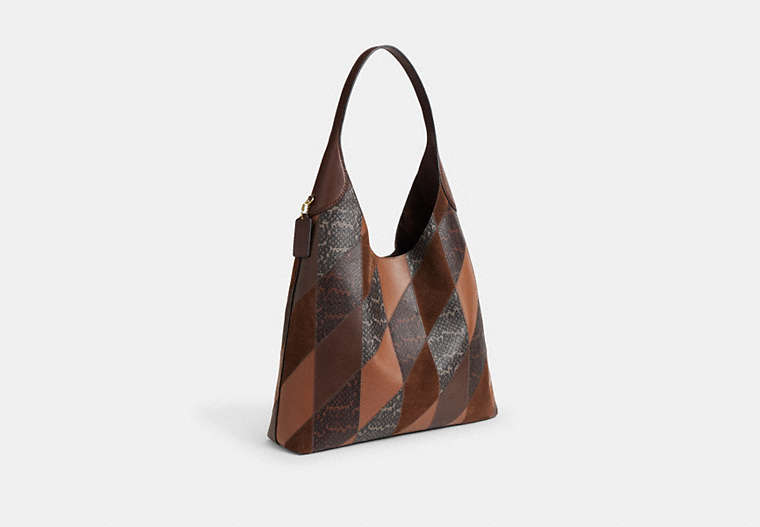 Brooklyn Shoulder Bag 39 With Snakeskin Patchwork - Brass/Maple Multi