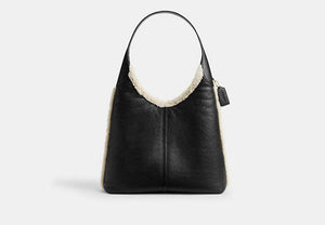 Brooklyn Shoulder Bag 39 In Shearling - Brass/Black Natural