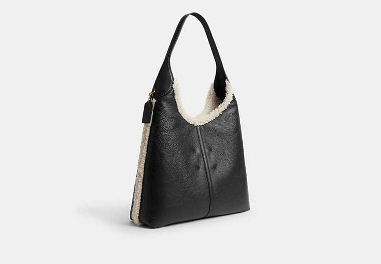 Brooklyn Shoulder Bag 39 In Shearling - Brass/Black Natural