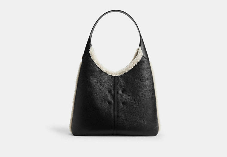 Brooklyn Shoulder Bag 39 In Shearling - Brass/Black Natural