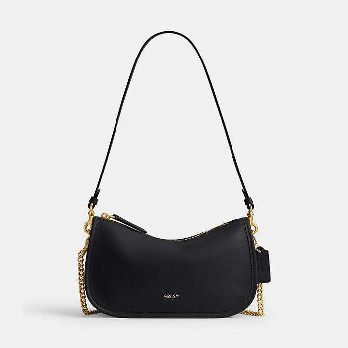 Coach Waverly Bag Natural Grain Leather-Brass-Black
