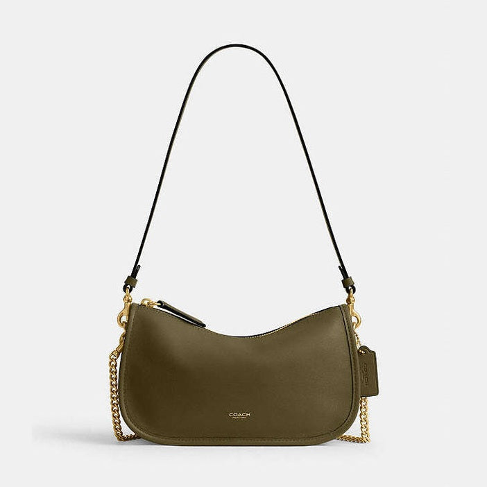 Coach Waverly Bag Natural Grain Leather-Brass-Olive