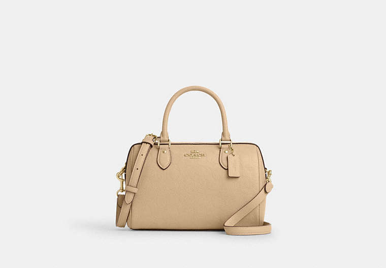 Rowan Satchel Bag In Signature Leather - Gold/Oat