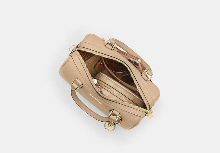 Rowan Satchel Bag In Signature Leather - Gold/Oat