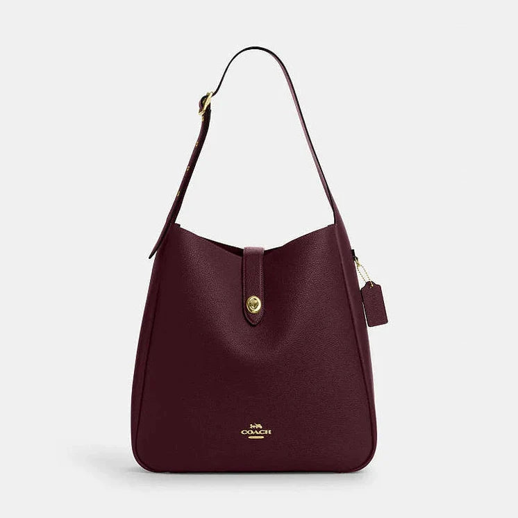 Coach Hadley Large Shoulder Bag Pebbled Leather-Im-Dark Wine