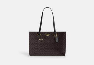 Station Tote Bag In Signature Canvas - Gold/Walnut/Black