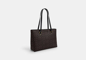 Station Tote Bag In Signature Canvas - Gold/Walnut/Black