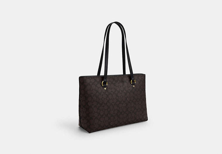 Station Tote Bag In Signature Canvas - Gold/Walnut/Black