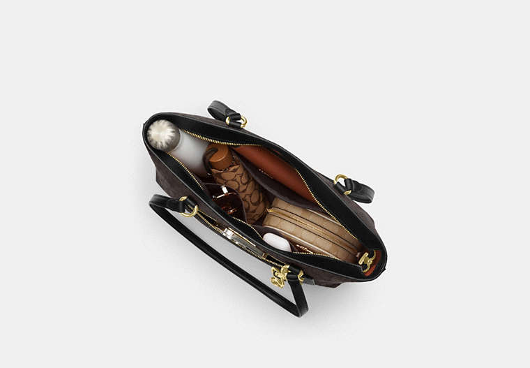 Station Tote Bag In Signature Canvas - Gold/Walnut/Black